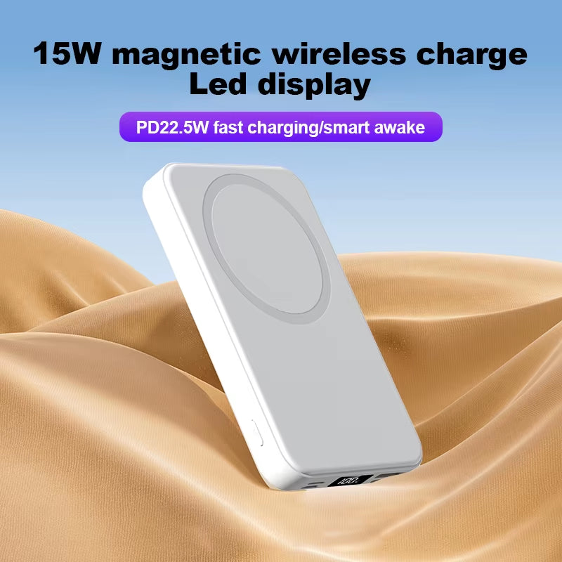 Small Wireless Magnetic Powerbank with Stand Holder Display Foldable 10000 Mah Charger 22.5W Pd Fast Charging Power Bank